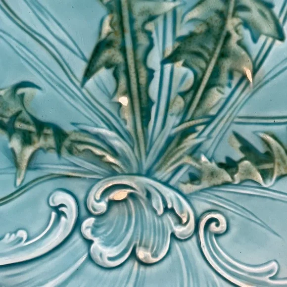 Vintage German Majolica plate dandelion - Picture 8 of 13